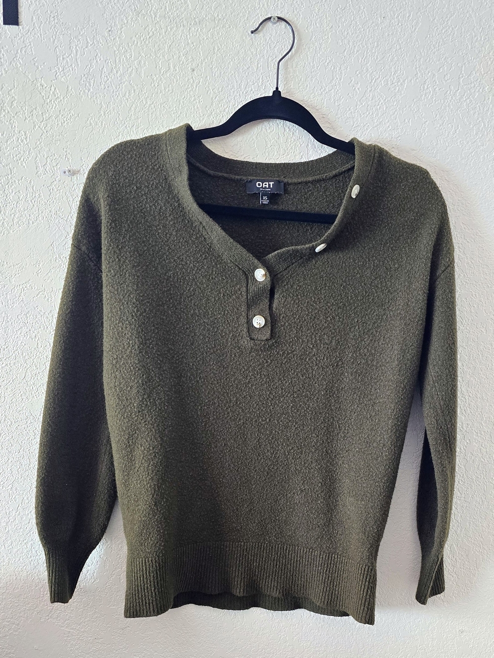 Wool Blend Olive Green Long Sleeve